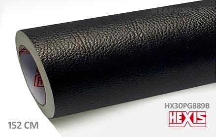 Hexis HX30PG889B Black Grain Leather Gloss wrap vinyl